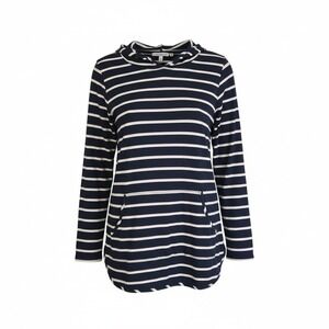 Market & Spruce Striped Milania French Terry Hooded Top Women's XL Long Sleeve